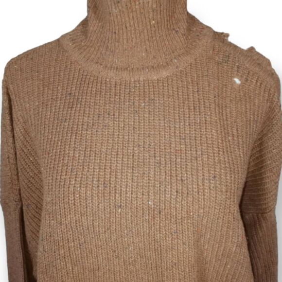 ZENANA DEEP CAMEL CUTOUT TURTLENECK DISTRESSED SWEATER NWT MULTIPLE SIZES - Picture 6 of 8